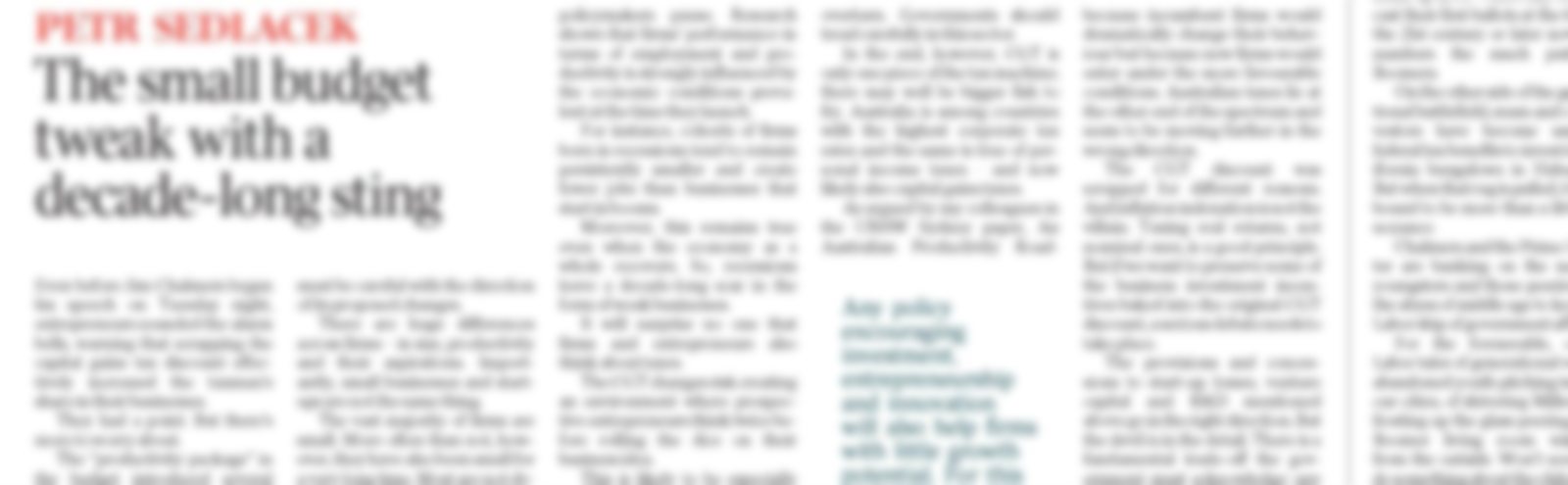 Petr Sedlacek's column in The Australian with a cup of coffee